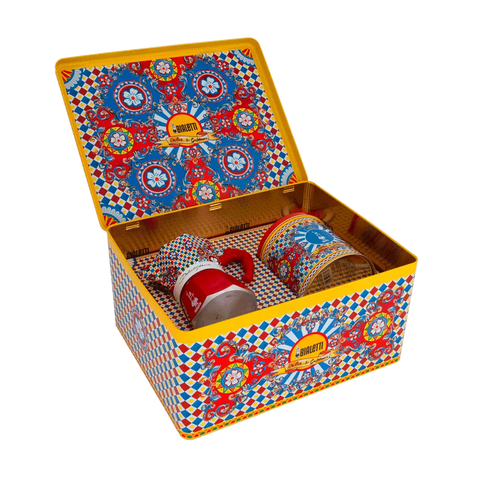 Box Moka Express Sicilian Cart 3 cups and Perfetto Moka Irresistibile Ground Coffee