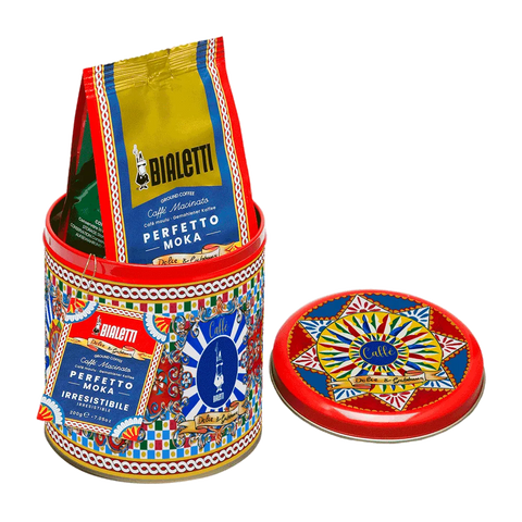 Box Moka Express Sicilian Cart 3 cups and Perfetto Moka Irresistibile Ground Coffee