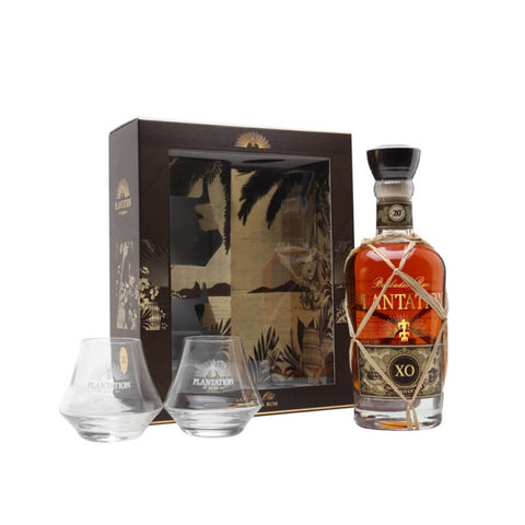 Plantation XO 20th Anniversary Rum with Two Glasses Gift Set