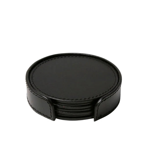 Ørskov Round Leather Coasters Black WMT