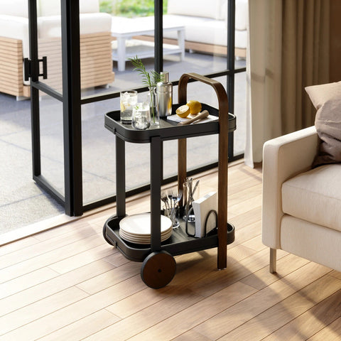 Umbra Bellwood Bar & Storage Cart - Black-Walnut
