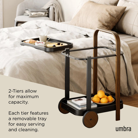 Umbra Bellwood Bar & Storage Cart - Black-Walnut