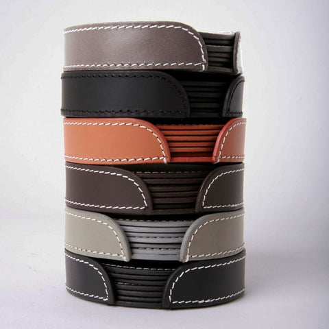 Ørskov Round Leather Coasters Dusty Blue