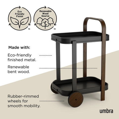 Umbra Bellwood Bar & Storage Cart - Black-Walnut