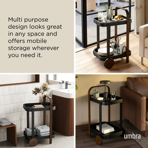 Umbra Bellwood Bar & Storage Cart - Black-Walnut
