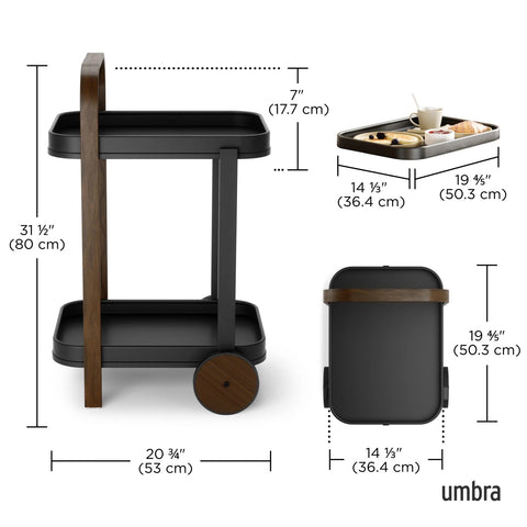 Umbra Bellwood Bar & Storage Cart - Black-Walnut