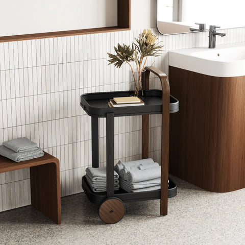 Umbra Bellwood Bar & Storage Cart - Black-Walnut