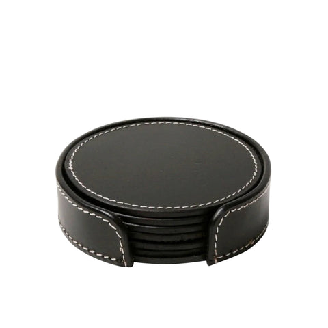 Ørskov Round Leather Coasters Black