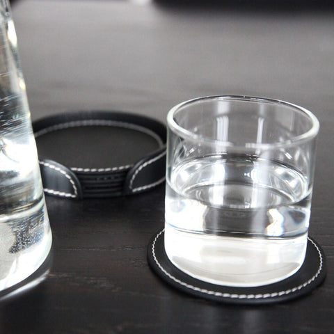 Ørskov Round Leather Coasters Black