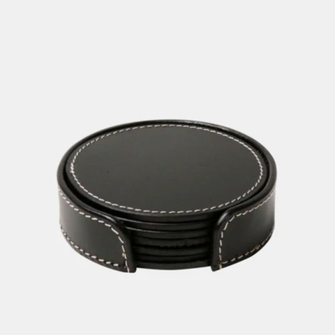 Ørskov Round Leather Coasters Black