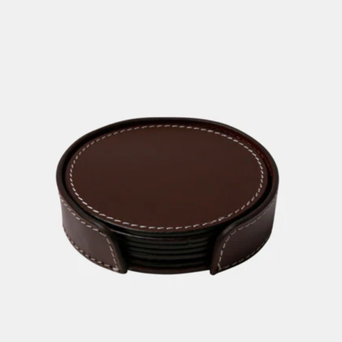 Ørskov Round Leather Coasters Chocolate