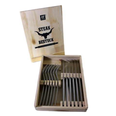 STEAK BESTECK 6 STEAKMESSER & STEAKGABELN